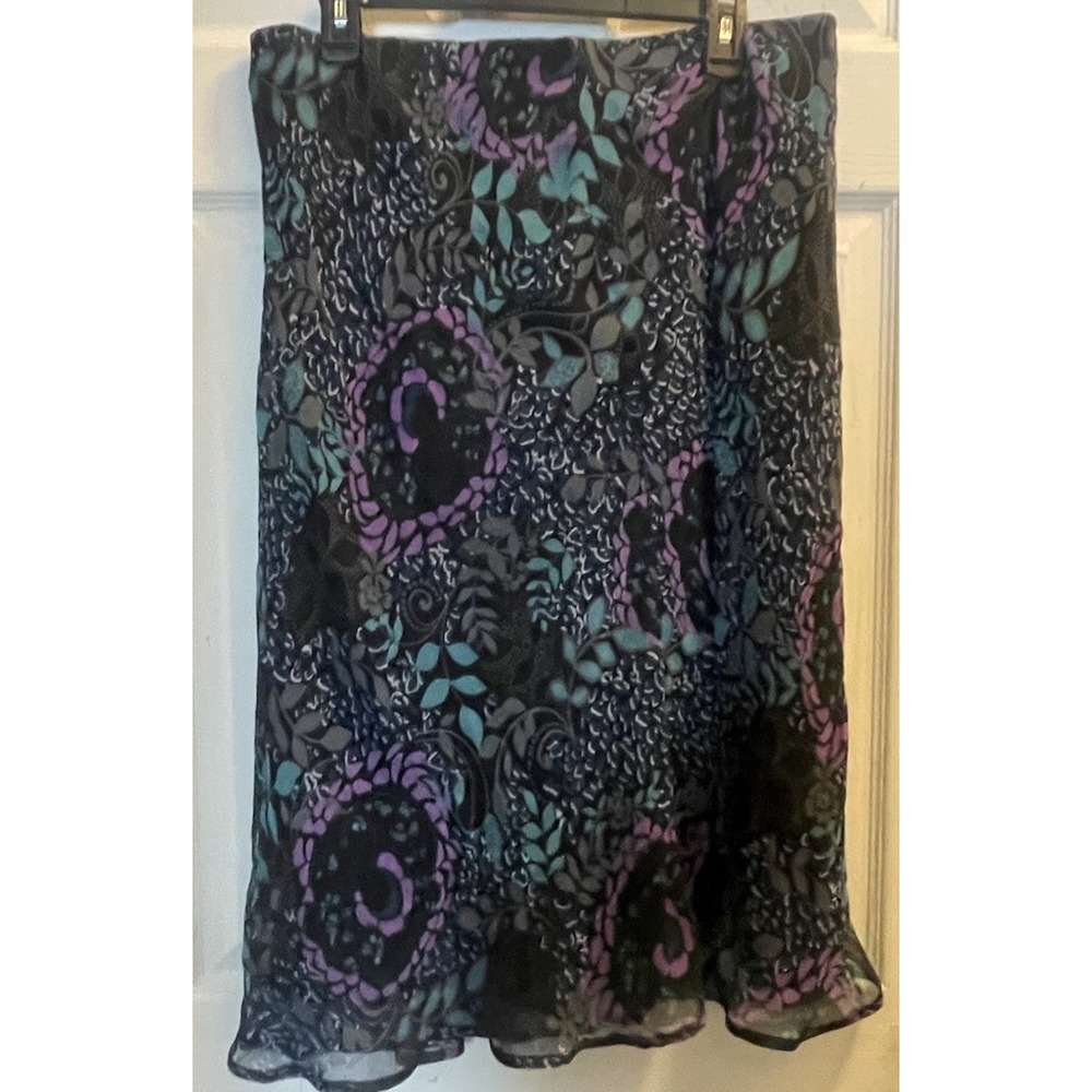 Jaclyn Smith Midi Skirt Women's Multicolored Floral Cottage Size Lg